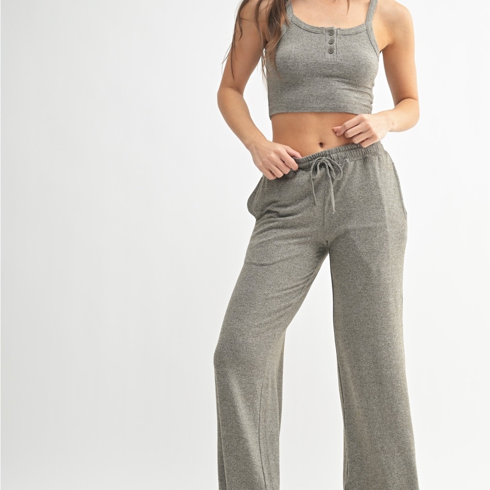 Mono B Wide-Leg Comfort Pants Super Soft Gray - Women’s Small